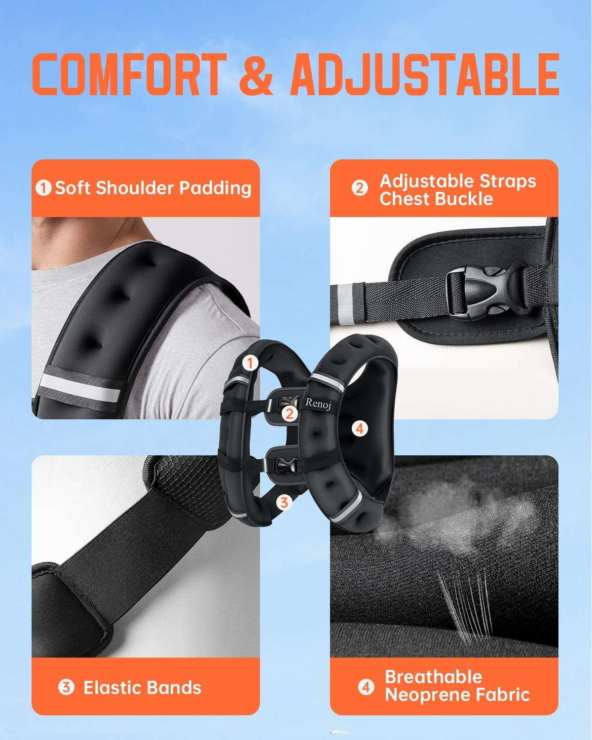 Weighted Vest for Women Men: Available in 6Lb/8Lb/10Lb/11Lb/12Lb/14Lb/16Lb/20Lb Fixed Weights for Walking, Running, Training, Exercise, Weight Loss - with Reflective Strips and Storage Pocket