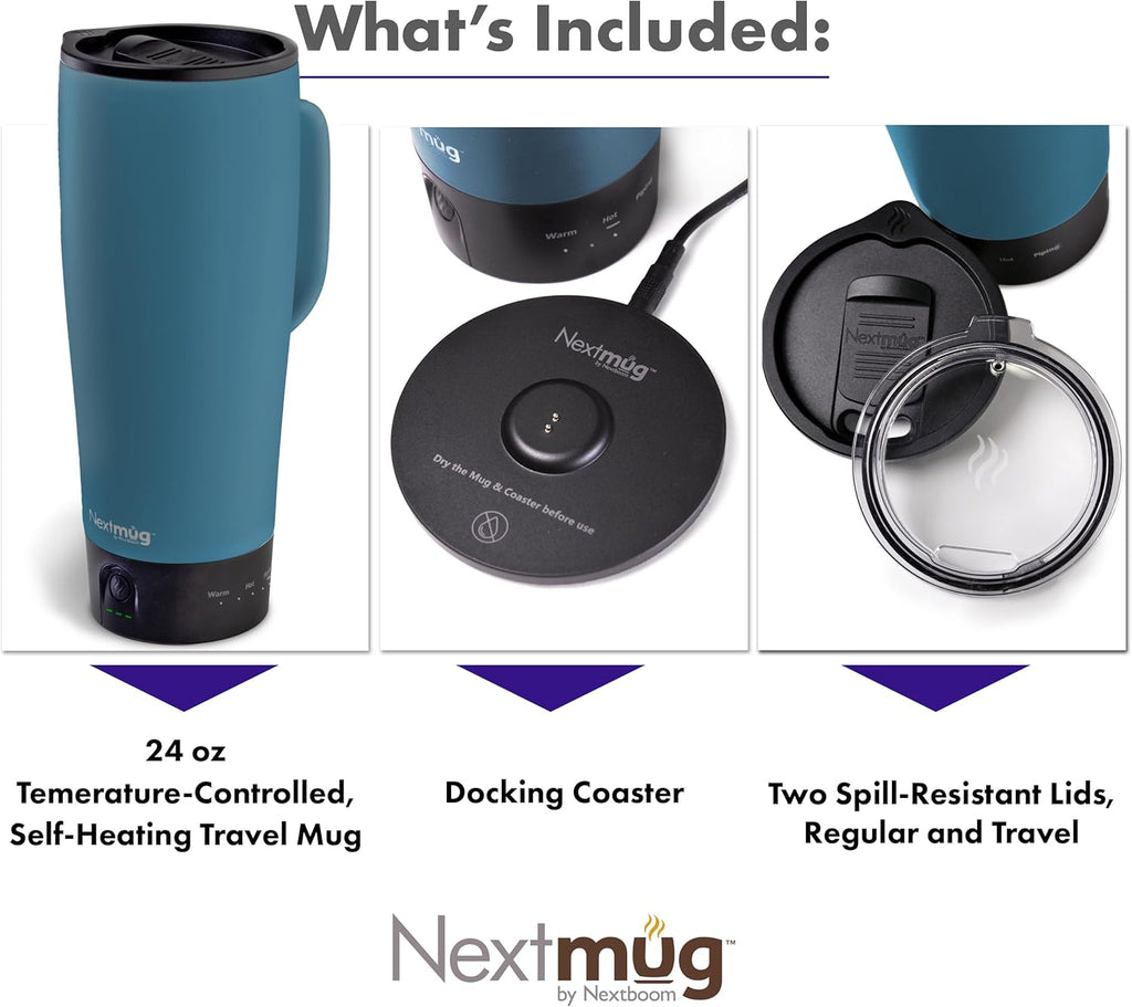 Nextmug Ultra - Temperature-Controlled, Self-Heating Travel Mug (Slate Blue - 24 Oz.)