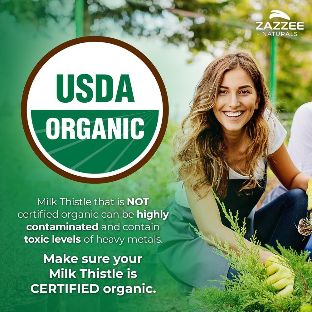 USDA Organic Milk Thistle 30:1 Extract, 80% Silymarin, 120 Vegan Capsules, 4 Month Supply, Certified Kosher, High Potency Liver & Antioxidant Support, Silybum Marianum, Non-Gmo, Made in the USA