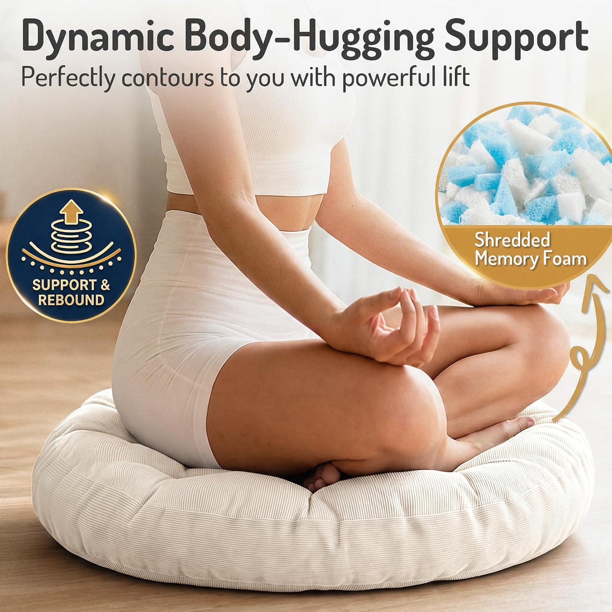 Meditation Cushions Set of 2, Large Floor Pillow for Adults, 22 Inch Round