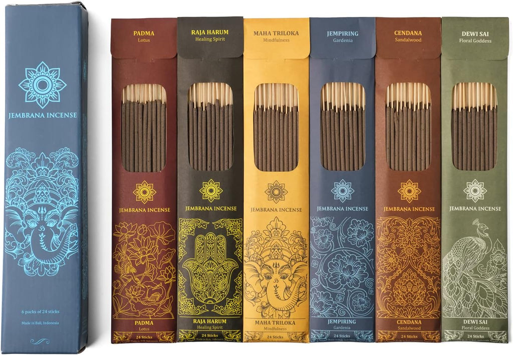 Bali Soap  Sticks - Variety Pack 6 Scents (144 Sticks Total, 24 Sticks Each) of Lotus (Padma), Sandalwood, Gardenia, Maha Triloka, Raja Harum & Dewi Sai (Amber)