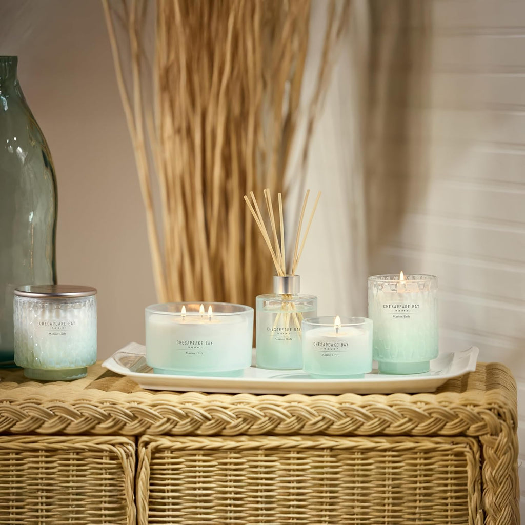 Chesapeake Bay, 14.5Oz Marine Drift Scented Candle, Mood Evoking Fragrance, Sea Glass-Inspired Jar, Premium Soy Blend Wax with Essential Oils, Coastal Fragrance for Home Décor or Gifting