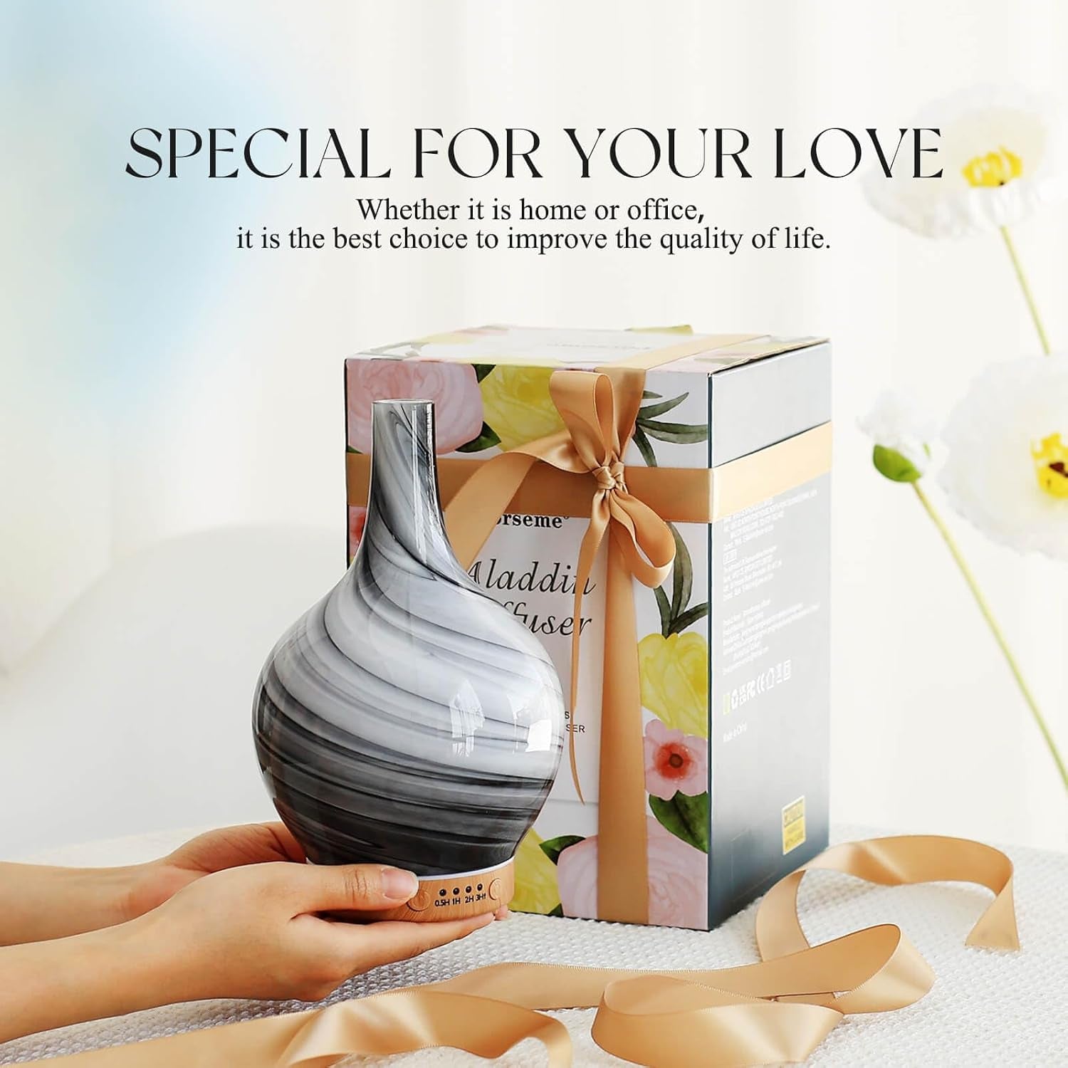 150Ml Essential Oil Diffuser Glass Color Changing Aroma Air Diffusers Aromatherapy Ultrasonic Cool Mist Humidifier 6 Running Hours Waterless Auto-Off for Sleeping, Yoga, Office, Spa (Ink)