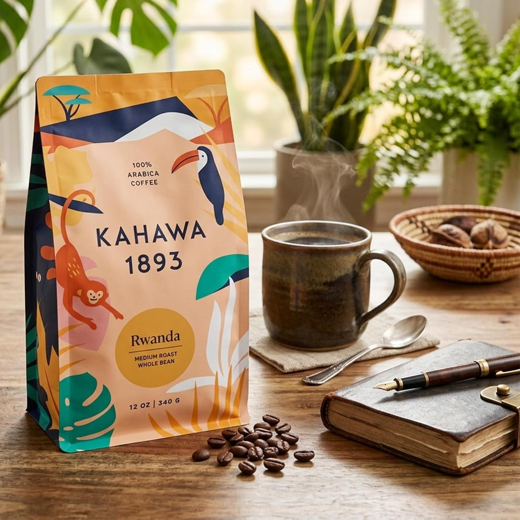 (Limited Edition) Whole Bean Coffee Medium Roast Rwanda 12 Oz - as Seen on Shark Tank, High Antioxidants, 100% Arabica, Naturally Sweet Specialty Coffee, Organically Grown, Ethically & Sustainably Sourced