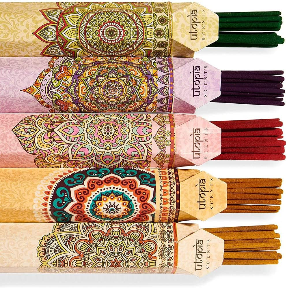 Premium Quality Incense Sticks. Lavender, Sandalwood, Jasmine, Vanilla and Rose Aroma. Variety Gift Pack 75 Sticks, Includes a Free Holder