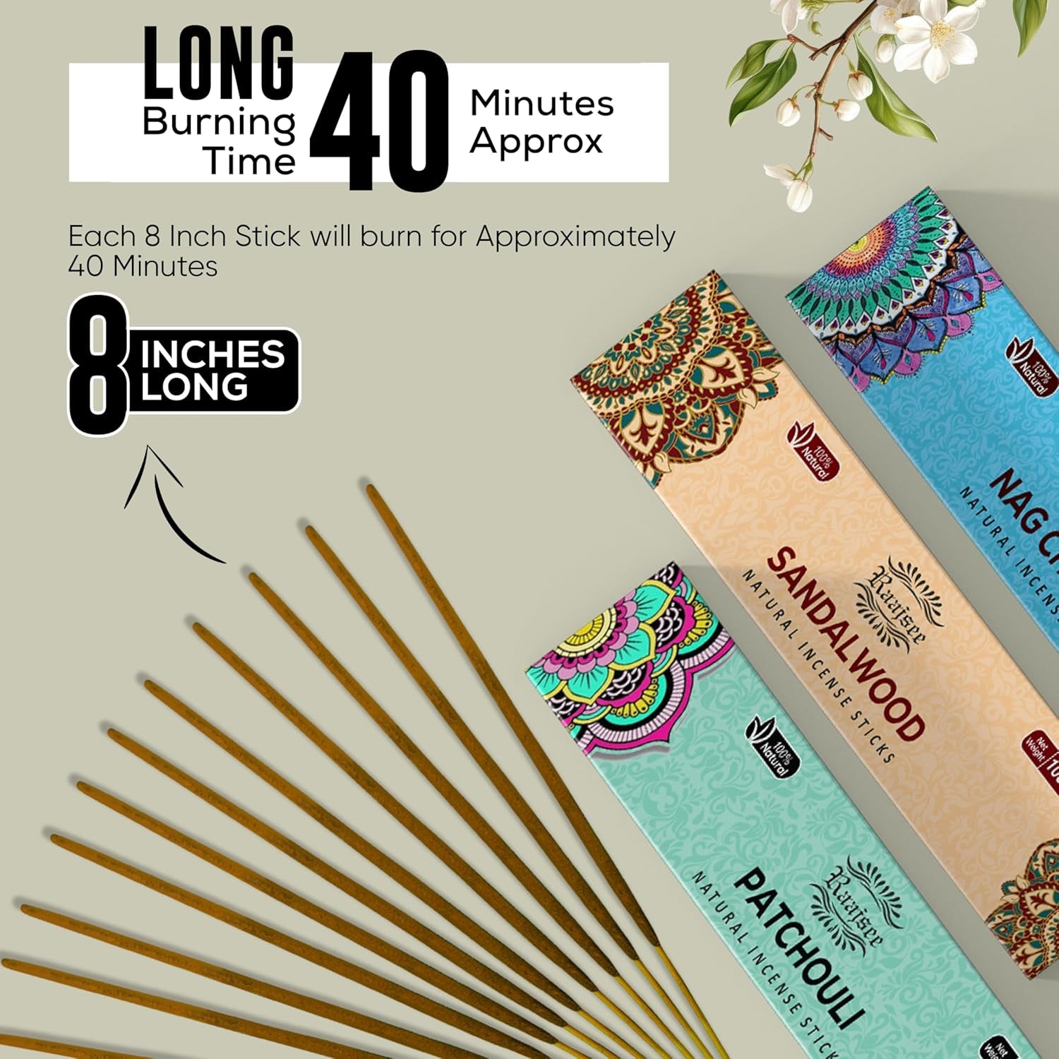 Incense Sticks Assorted Pack (180 Gm), 100% Pure Organic Natural Hand Rolled Free from Chemicals - Perfect for Aromatherapy, Cleansing, Meditation, and Church (12 Pack)