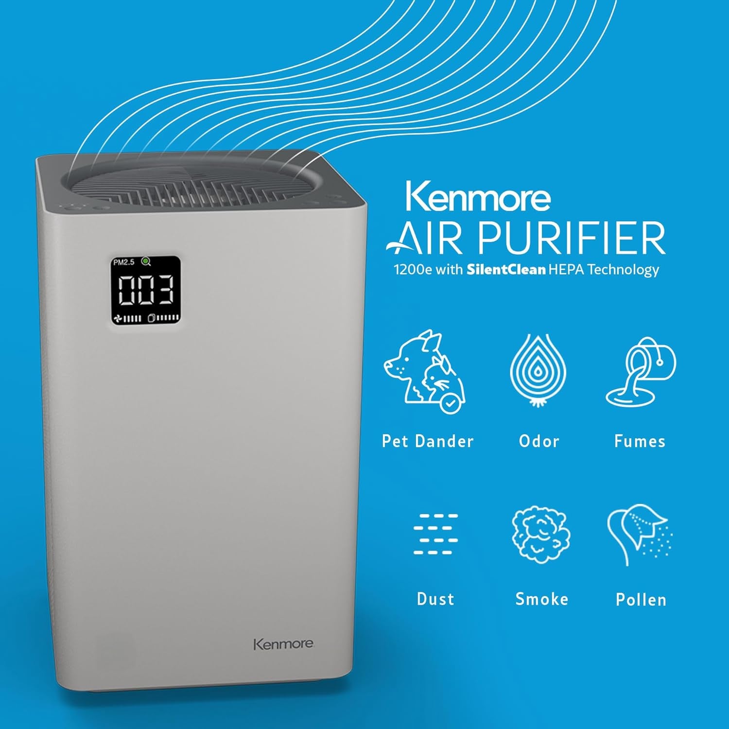 PM2010 Air Purifiers with H13 True HEPA Filter, Covers up to 1200 Sq.Foot, 24Db Silentclean 3-Stage HEPA Filtration System, 5 Speeds for Home Large Room, Kitchens & Bedroom, PM2010
