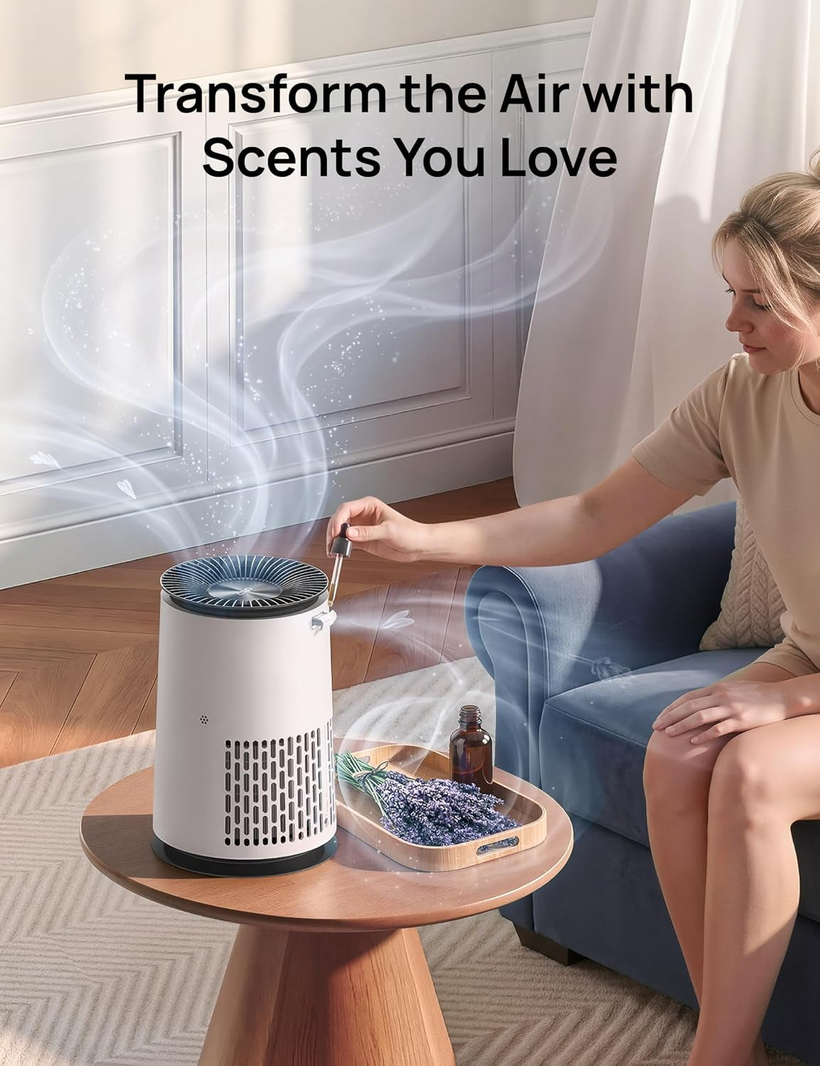 Air Purifier for Home, HEPA Sleep Mode, AHAM VERIFIDE Air Purifiers for Bedroom, Pets, Smoke, Dust, Pollen & Odors, PM2.5 Monitor, Auto & Turbo Mode, 4 Speeds, Scent Diffuser, Dr-Hap008( 338)