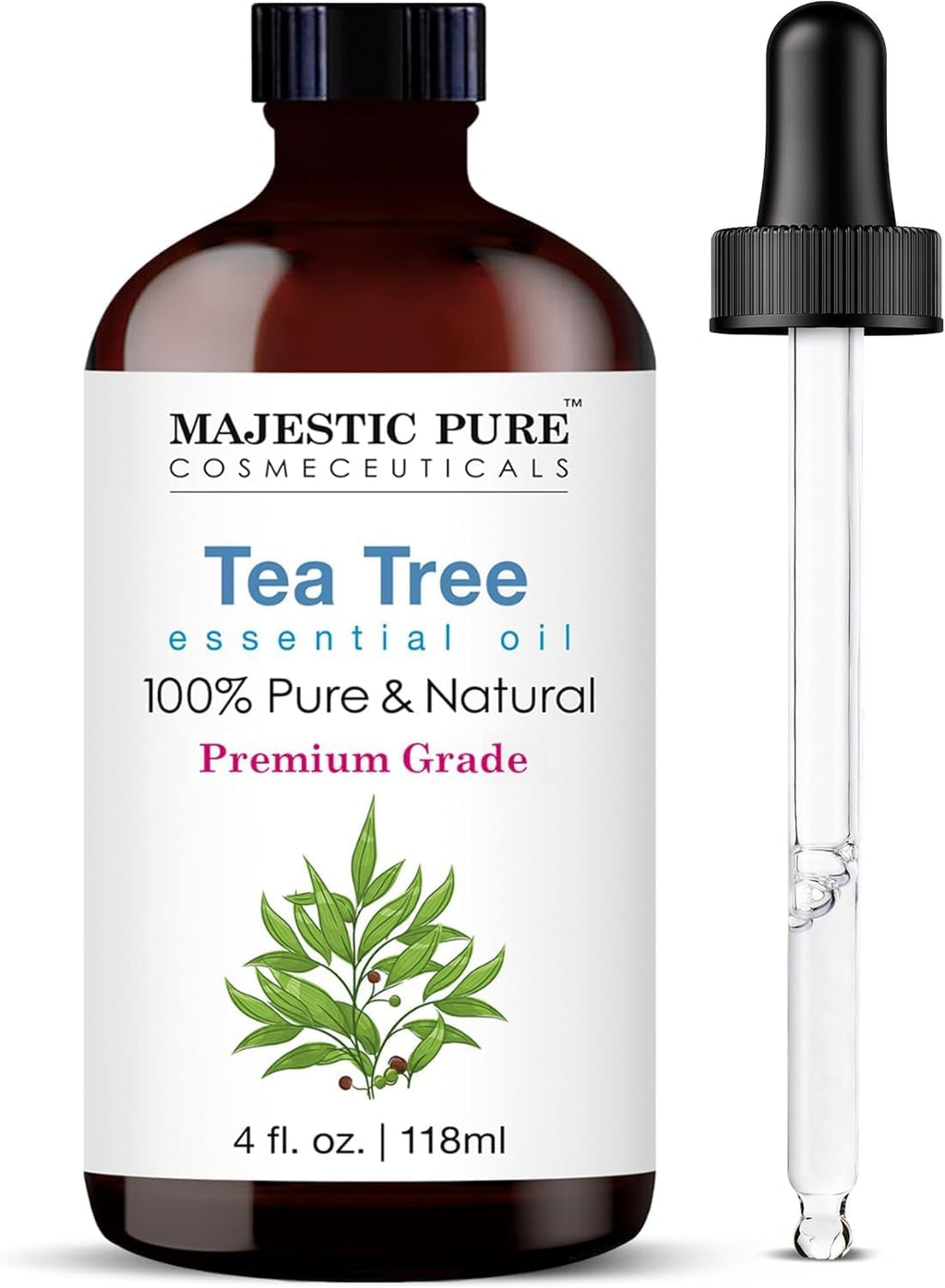 Essential Oil with Glass Dropper - 100% Pure and Natural - Essential Oils for Diffuser, Aromatherapy, Soap and Candle Making, Tea Tree Essential Oil, Tea Tree Oil, 4 Fl Oz