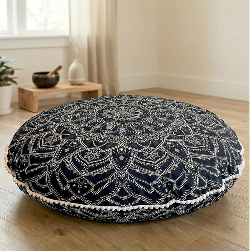 32-Inch Meditation Cushion, Large Floor Pillows for Adults, Black