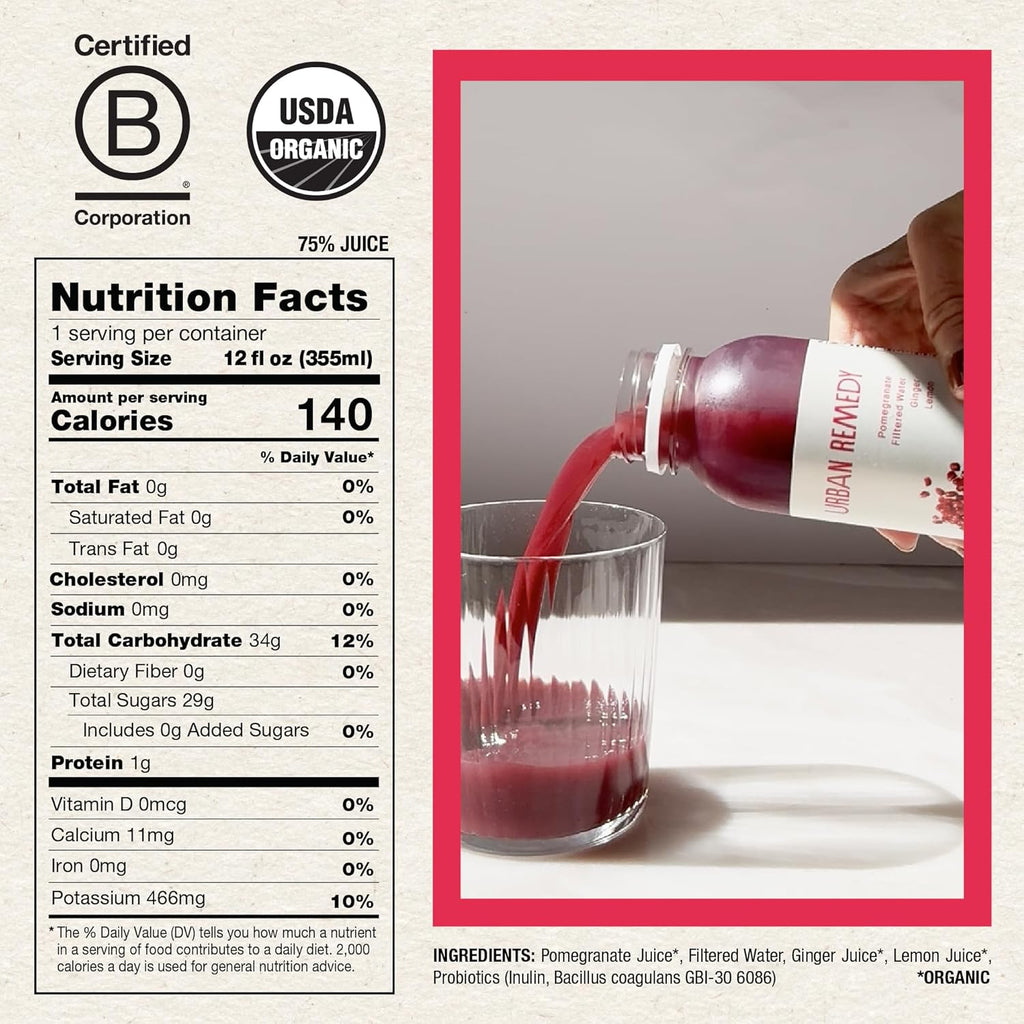 Urban Remedy Organic Pomegranate Ginger Juice, 12 FZ