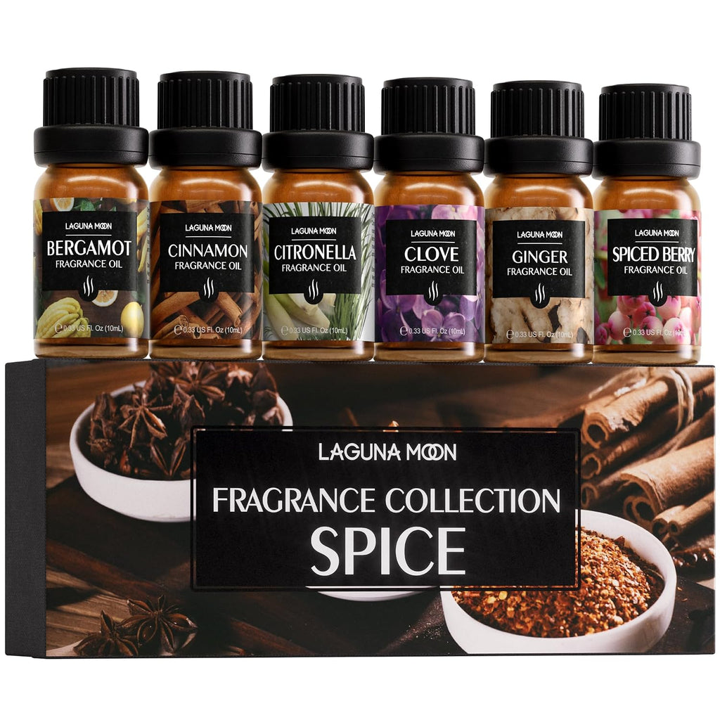 Fall Essential Oils Set - Spice Fragrance Oils Autumn Gift Set for Diffusers, Home Care, Candle Making Scents, Aromatherapy - Cinnamon, Clove, Citronella, Ginger and Spiced Berries (10Ml)