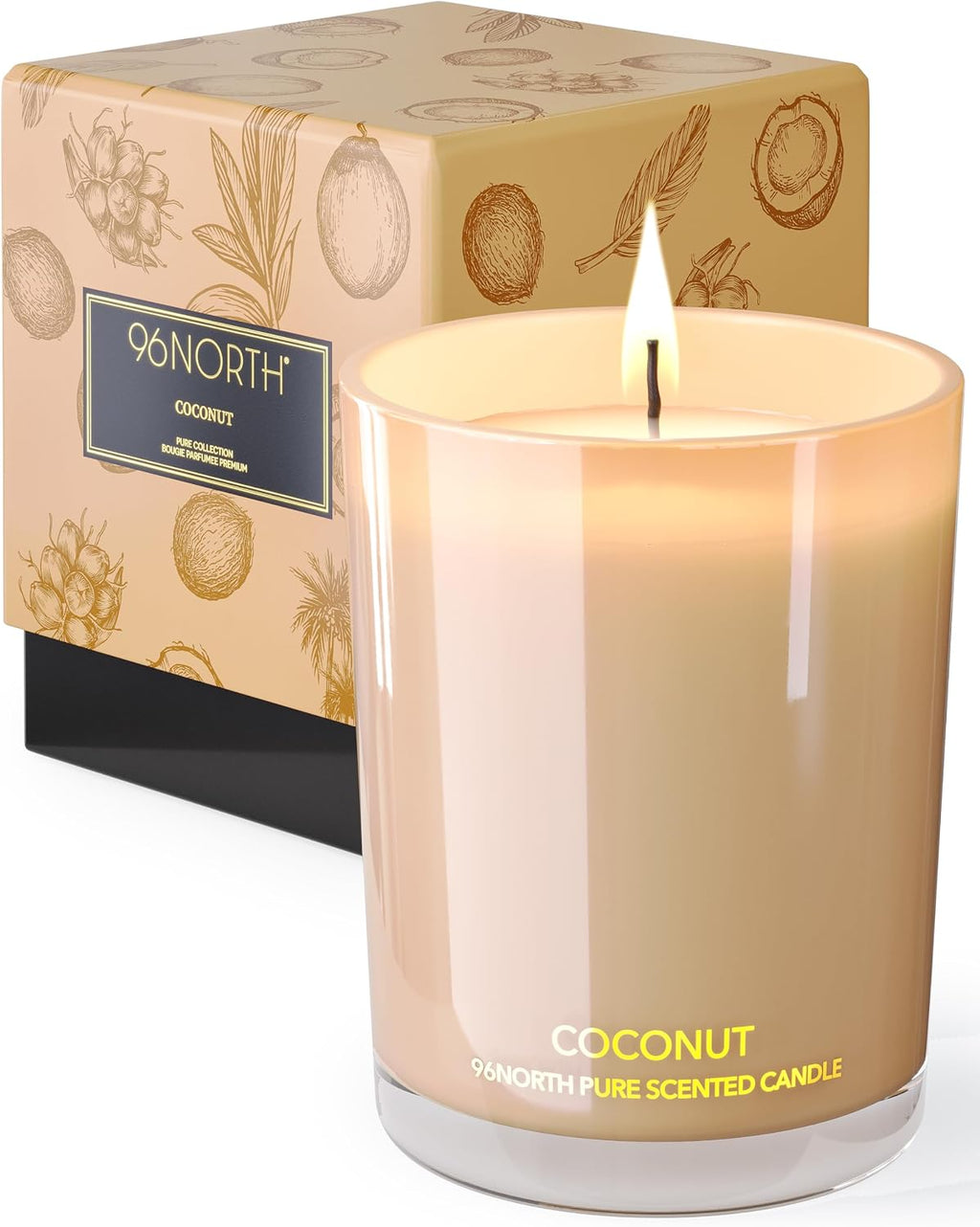 | Pure Coconut Candle | 100% Natural Soy Wax | One Wick Jar Candle | Natural Fragrance Technology | Non Toxic | up to 35 Hours Burning Time | Aromatherapy Gift for Men and Women