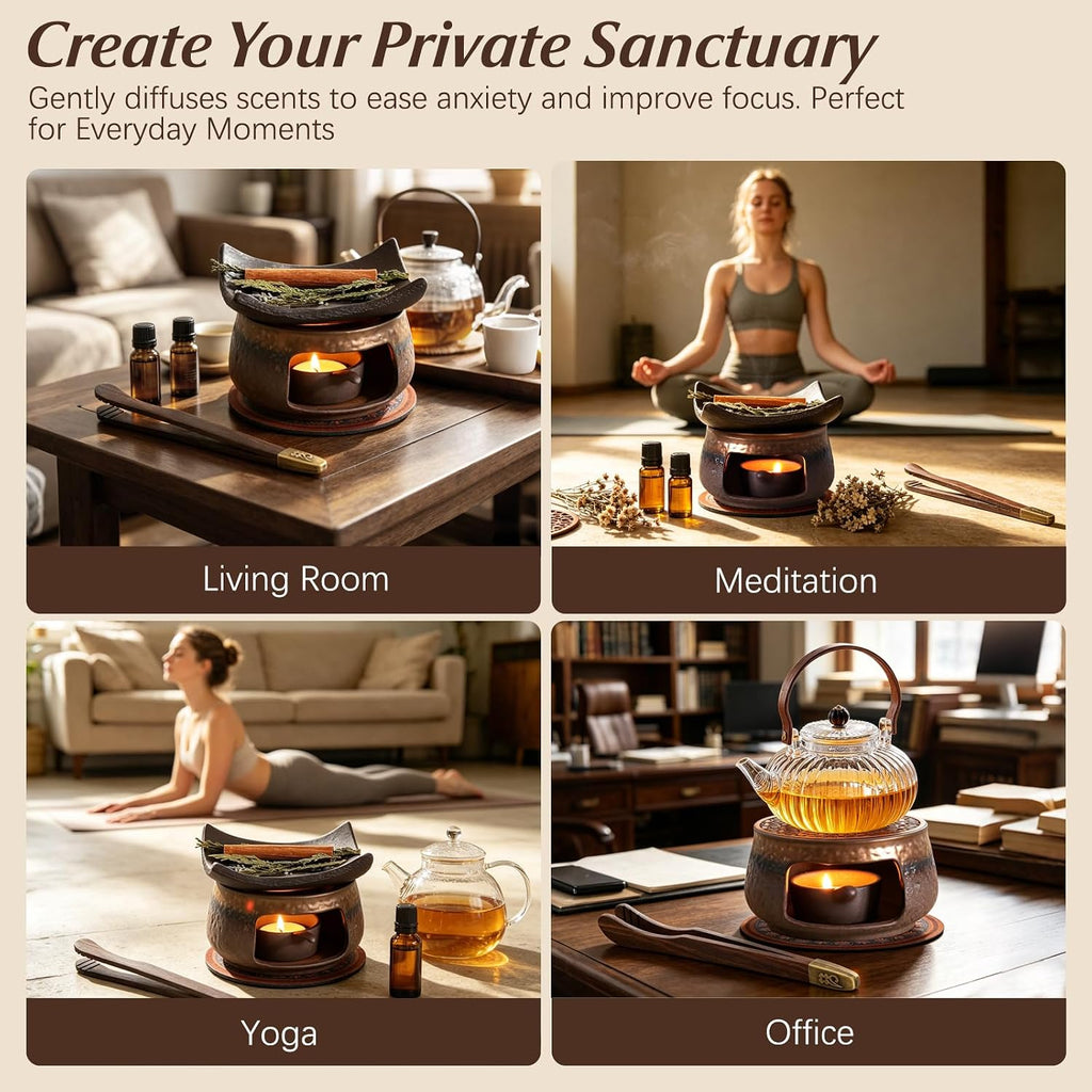 Zen Herb Burner Kit, 1250°C High-Fired Aromatherapy Burner Set, Herb Burner