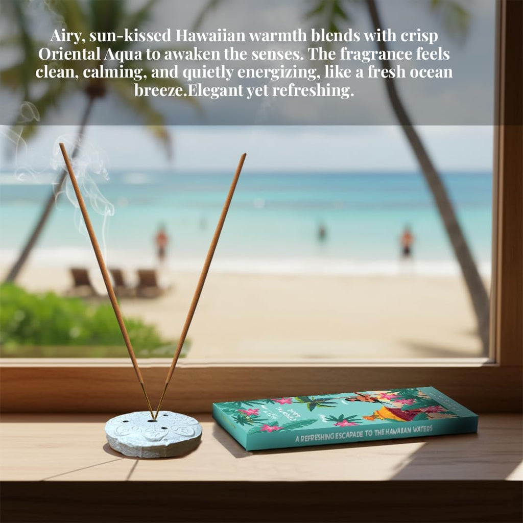 Incense Sticks with Holder (100 Sticks)| Tropical Summer Vibes Incense for Aromatherapy, Meditation, Yoga | No Charcoal, Non Toxic, Long Burning Hawaii Inspired Beach Scent Insence-Sticks