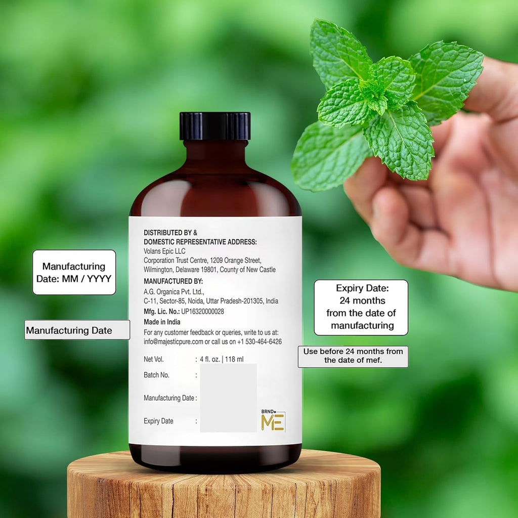 Essential Oil with Glass Dropper - 100% Pure and Natural - Essential Oils for Diffuser, Aromatherapy, Soap and Candle Making, Peppermint Essential Oil, Peppermint Oil, 4 Fl Oz