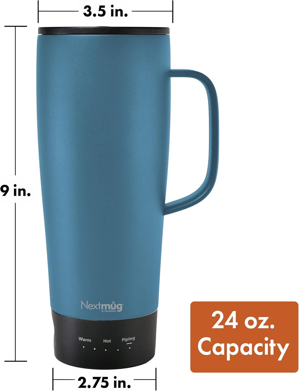 Nextmug Ultra - Temperature-Controlled, Self-Heating Travel Mug (Slate Blue - 24 Oz.)