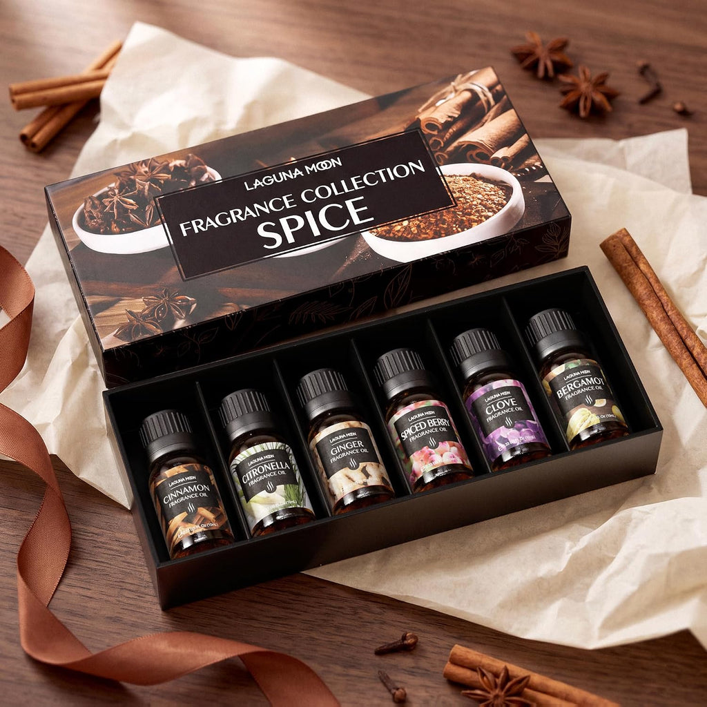 Fall Essential Oils Set - Spice Fragrance Oils Autumn Gift Set for Diffusers, Home Care, Candle Making Scents, Aromatherapy - Cinnamon, Clove, Citronella, Ginger and Spiced Berries (10Ml)