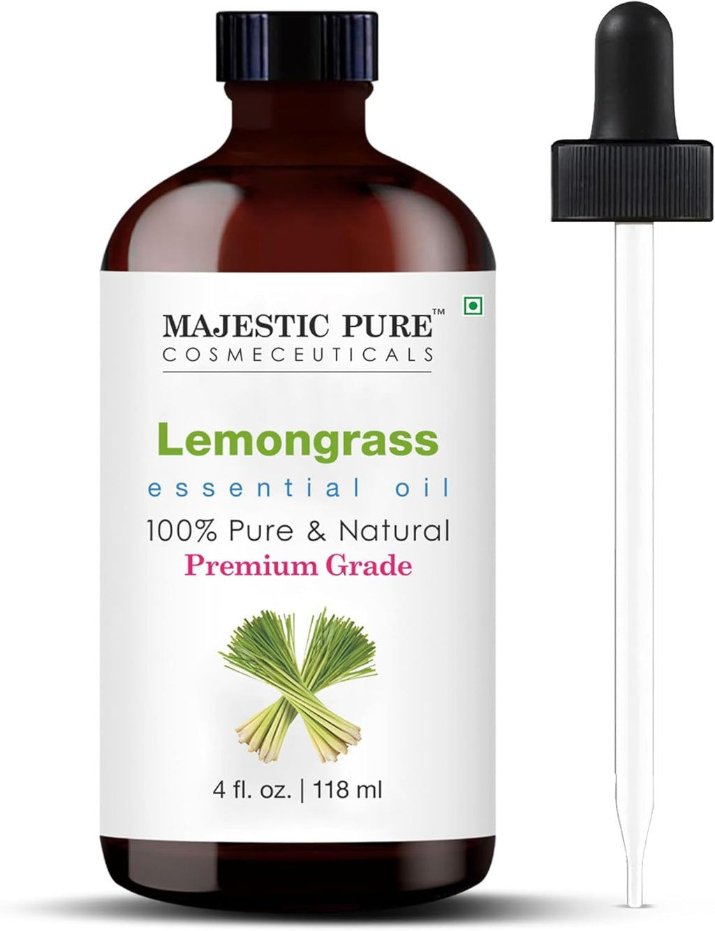 Essential Oil with Glass Dropper - 100% Pure and Natural - Essential Oils for Diffuser, Aromatherapy, Soap and Candle Making, Lemongrass Essential Oil, Lemongrass Oil, 4 Fl Oz