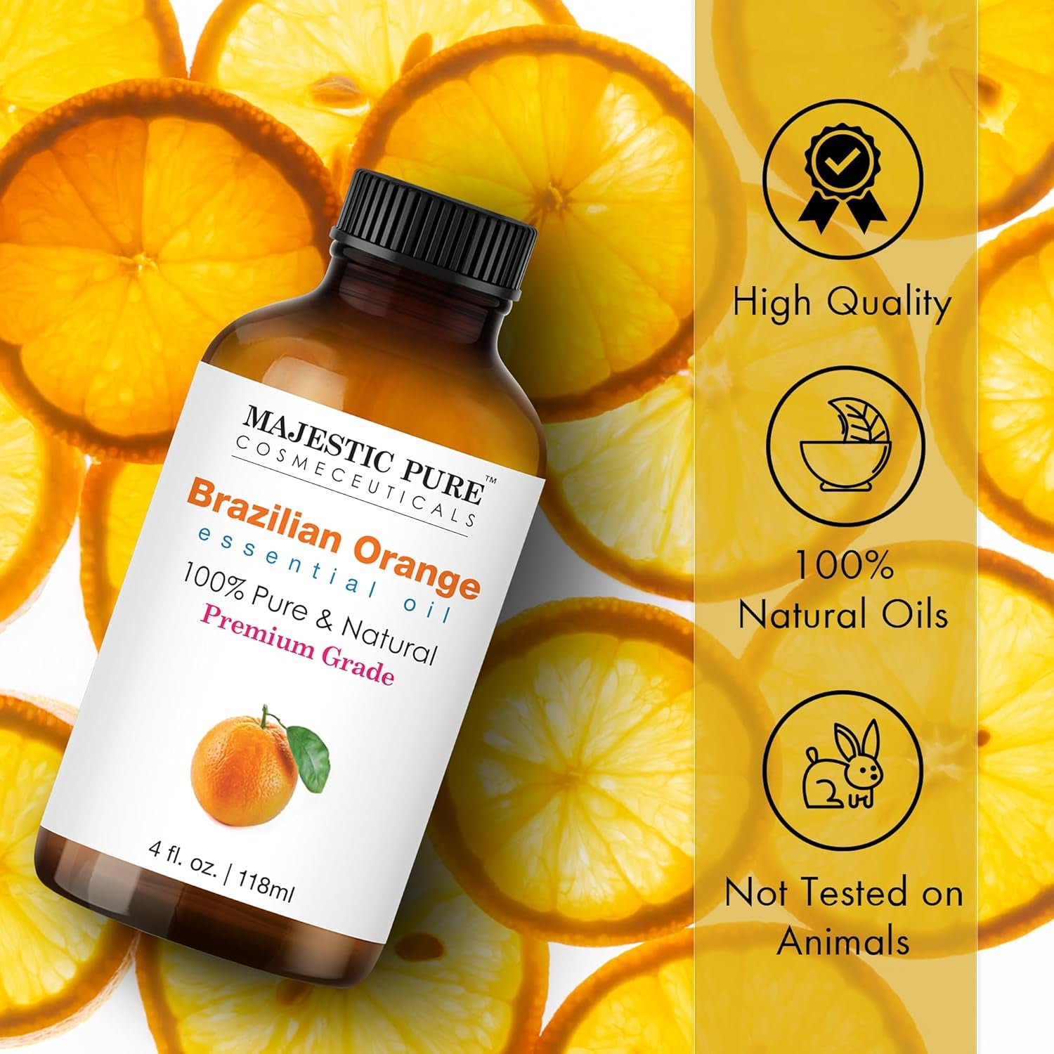Essential Oil with Glass Dropper - 100% Pure and Natural - Essential Oils for Diffuser, Aromatherapy, Soap and Candle Making, Brazillian Orange Essential Oil, Orange Oil, 4 Fl Oz