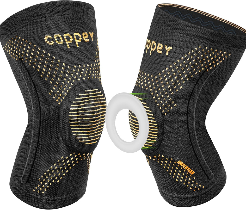 Copper Knee Braces for Arthritis Pain (2 Pack)- Professional Knee Suppot with Side Stabilizers - Breathable Compression Sleeves for Pain Relief & Stability (Arthritis, Gym, Work)-(Small)
