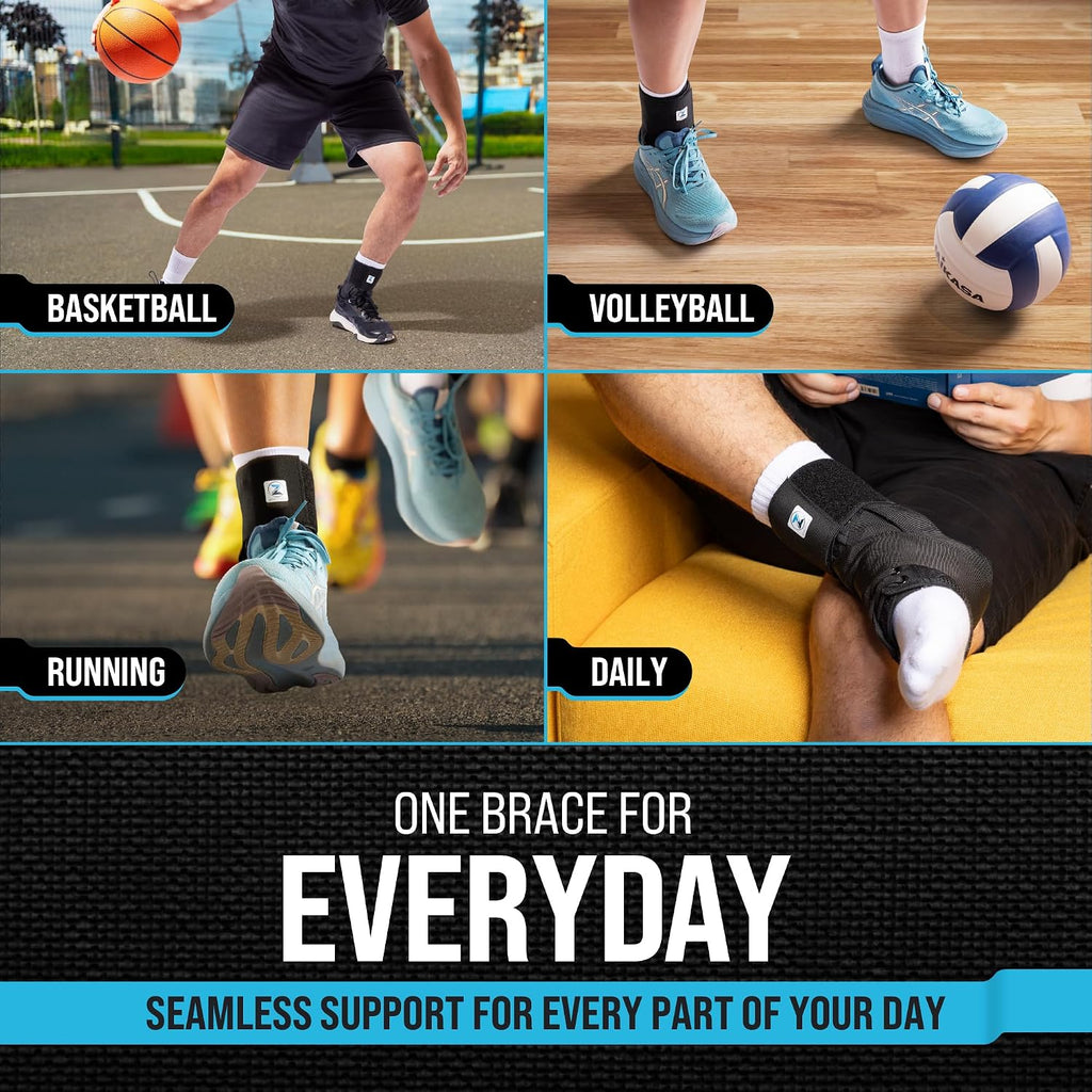 Reinforced Lace up Ankle Brace for Men & Women, Sprained Ankle Support Wrap
