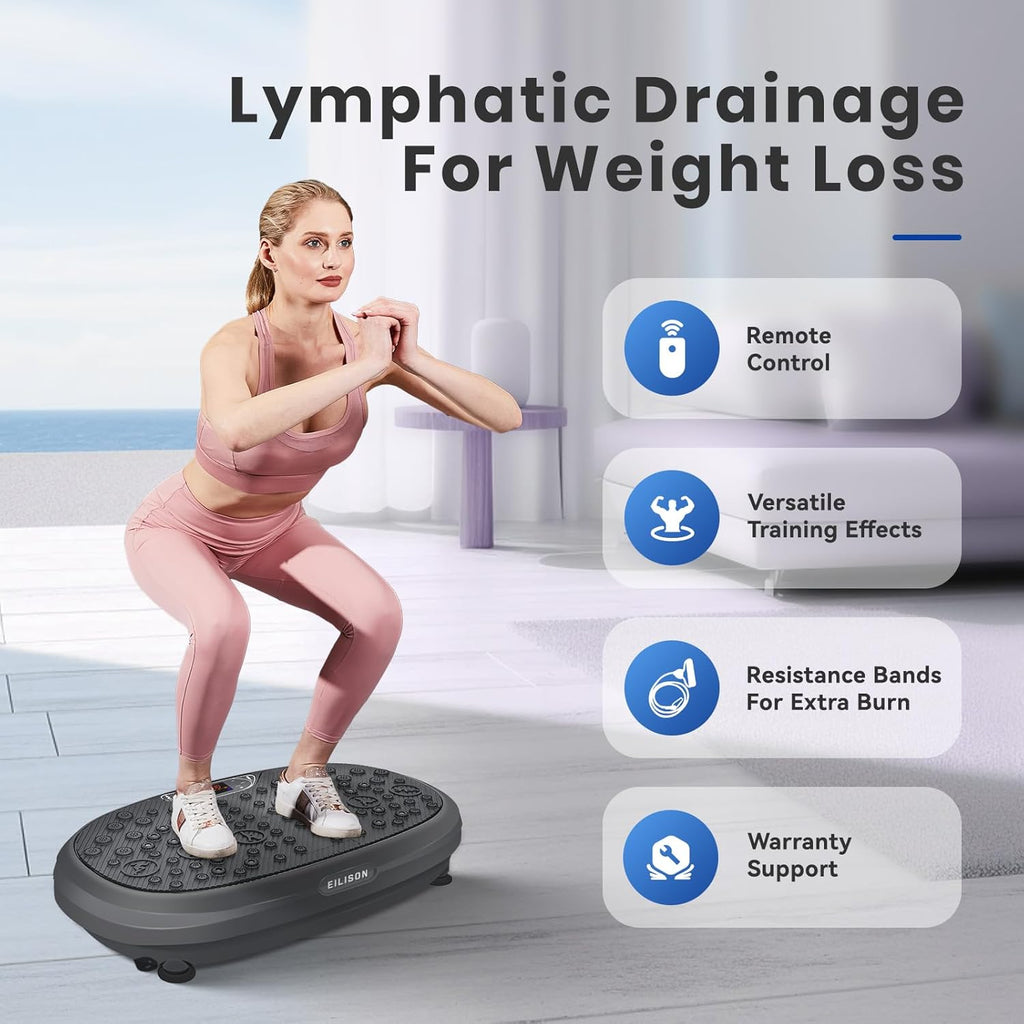 Fitmaxx 3D XL Vibration Plate Exercise Machine - Whole Body Workout Vibration Platform W/Loop Bands - Lymphatic Drainage Machine for Weight Loss, Shaping, Recovery