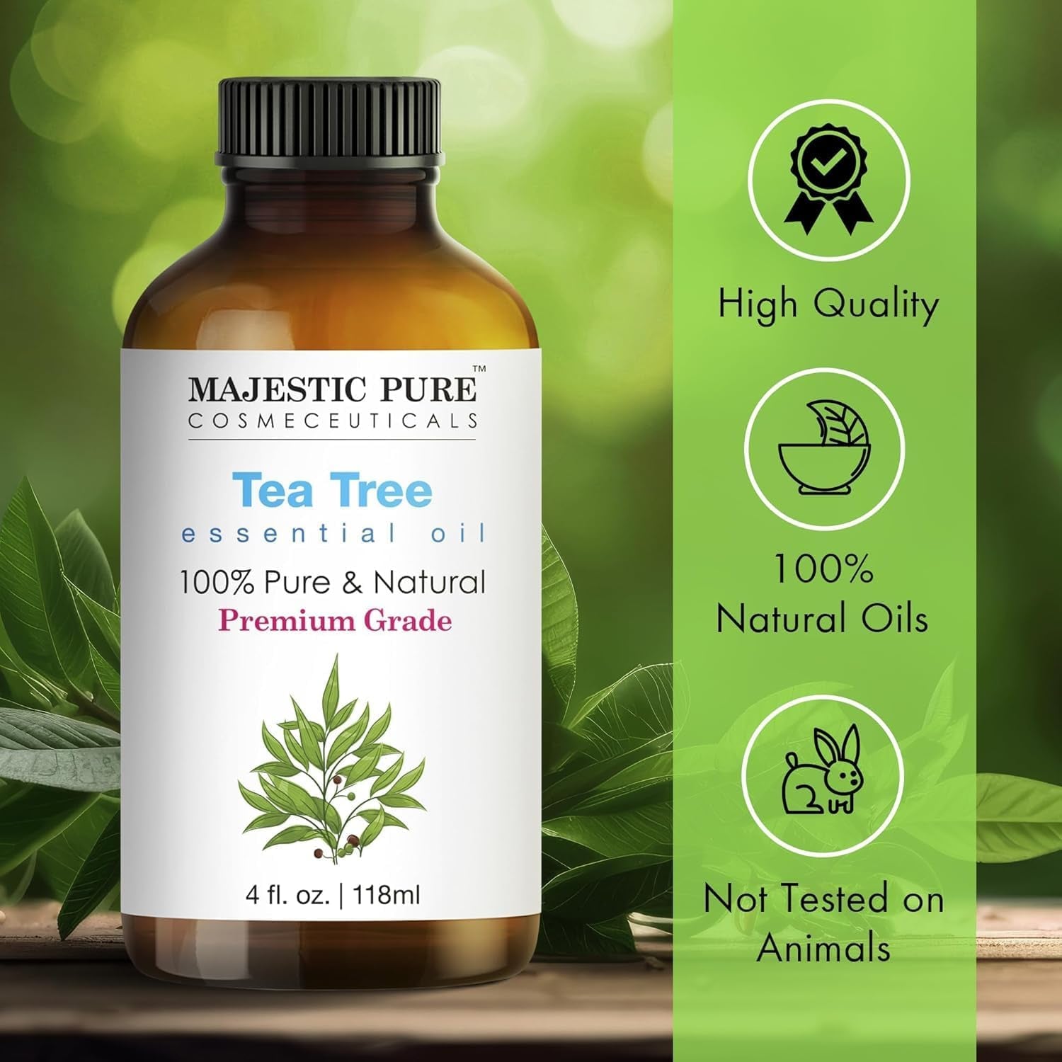 Essential Oil with Glass Dropper - 100% Pure and Natural - Essential Oils for Diffuser, Aromatherapy, Soap and Candle Making, Tea Tree Essential Oil, Tea Tree Oil, 4 Fl Oz